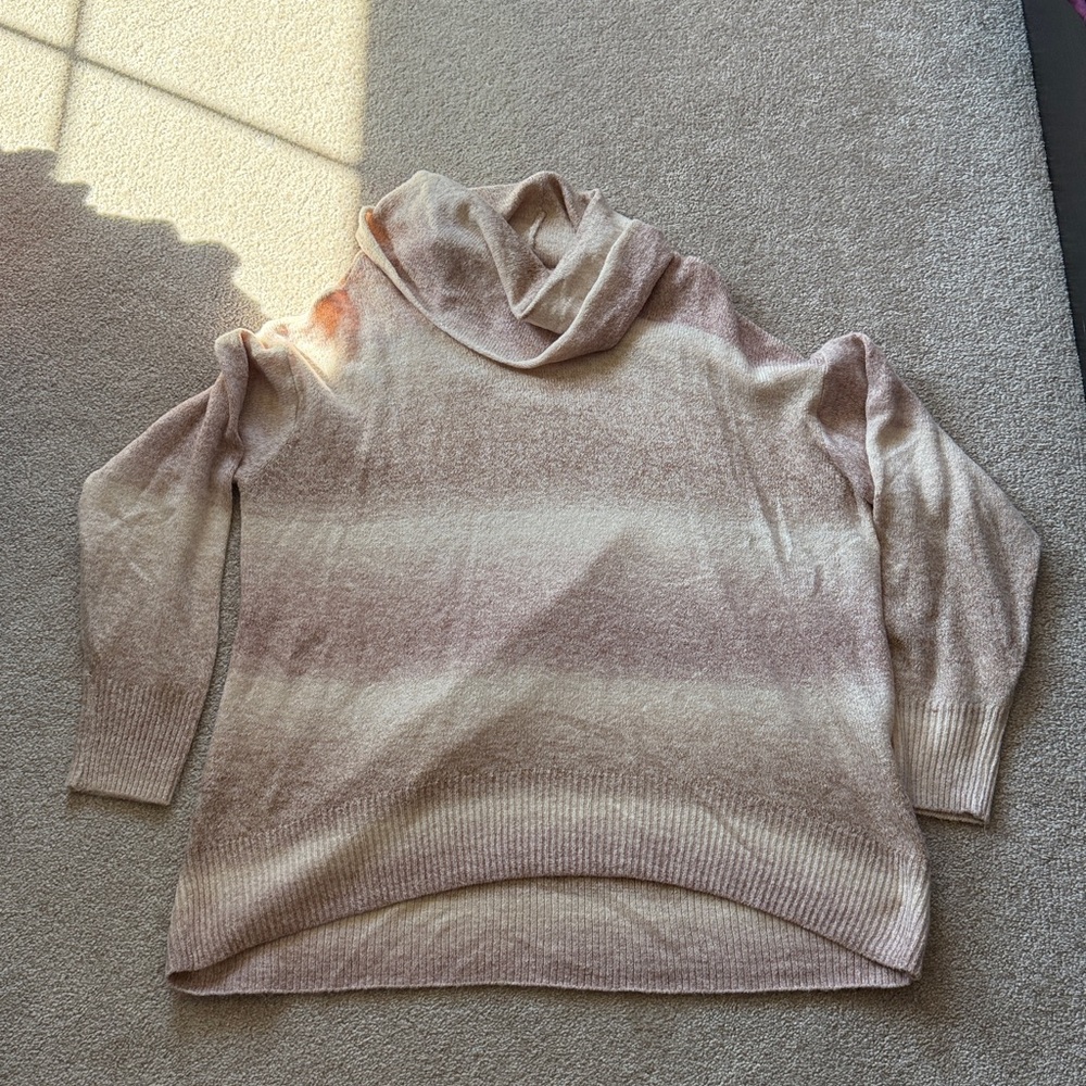 American Eagle Outfitters Pink and Cream Cowl Neck Sweater